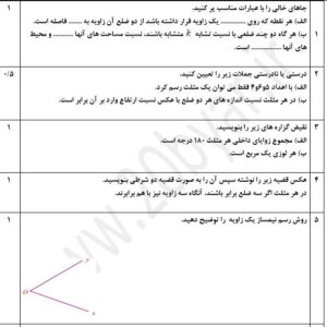 نمونه سوال ترم اول هندسه پایه دهم ریاضی(ورد/word)