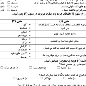 نمونه سوال ورد/word علوم  پایه ششم ابتدایی نوبت دوم نیمسال دوم( word / ورد)