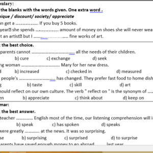 نمونه سوال ورد/word زبان انگلیسی پایه یازدهم انسانی  نوبت دوم یا نیمسال دوم ( word / ورد/پاسخنامه تشریحی )
