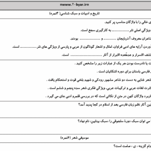 نمونه سوال ورد/word علوم و فنون انسانی پایه دهم  نوبت دوم یا نیمسال دوم ( word / ورد/  پاسخنامه تشریحی )